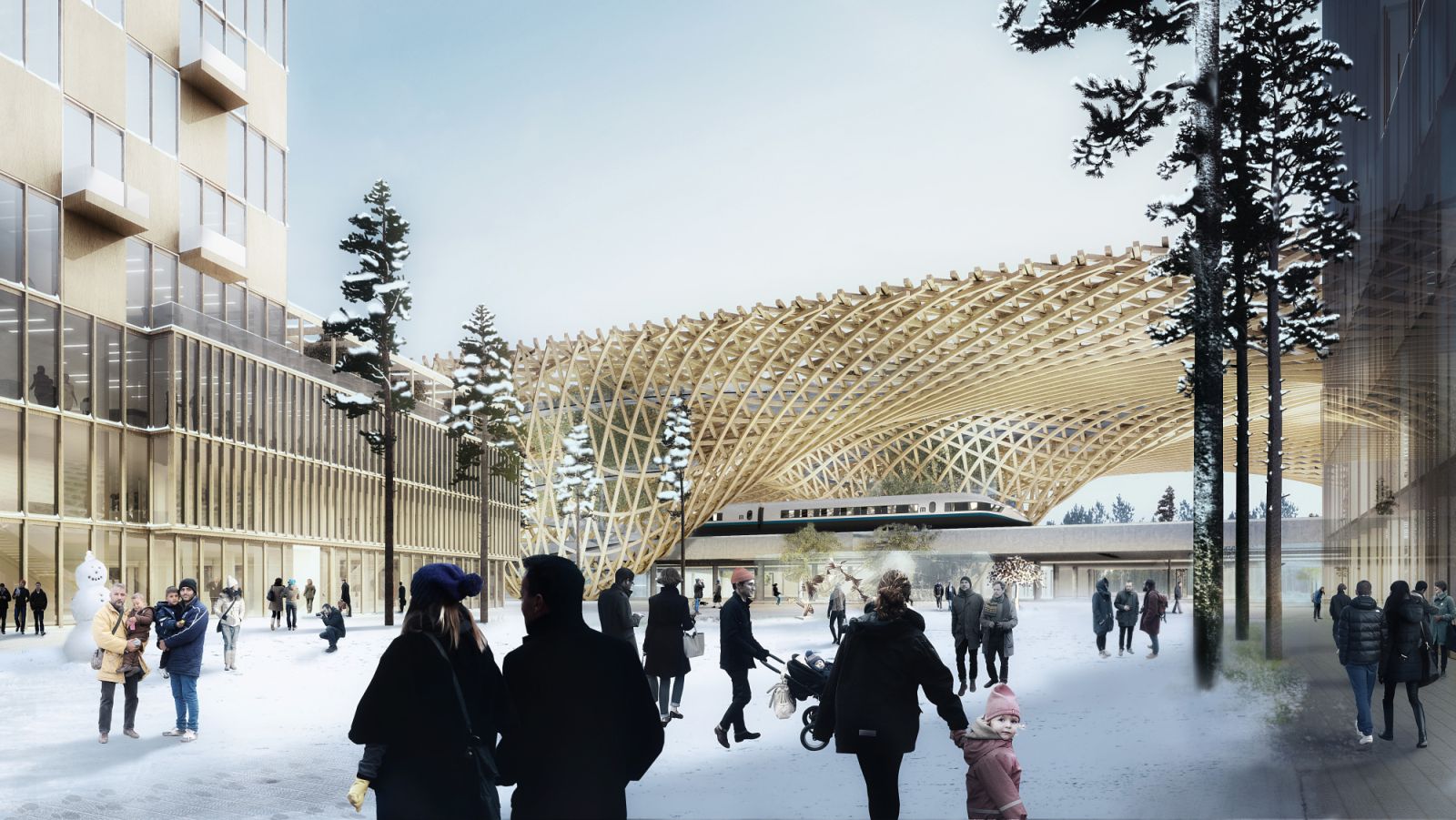 Wooden canopy for Jönköping station